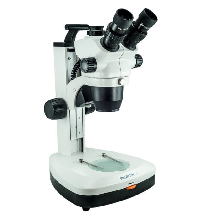 L20T - ESTEREOMICROSCÓPIO TRINOCULAR BIOPTIKA COM DUPLA ILUMINAÇÃO LED F ESQUERDA